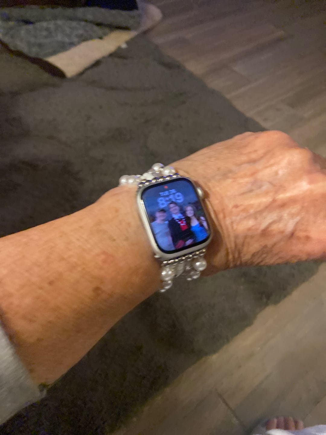 Customer photo review of Labradorite Crystal Stretch Apple Watch Strap