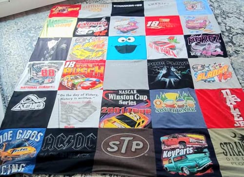 T-shirt quilt with nascar, racing themes by Jennifer from TN