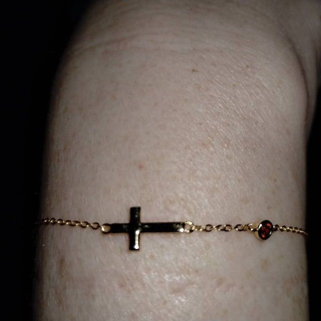 Customer photo review of Cross Bracelet with Birthstone