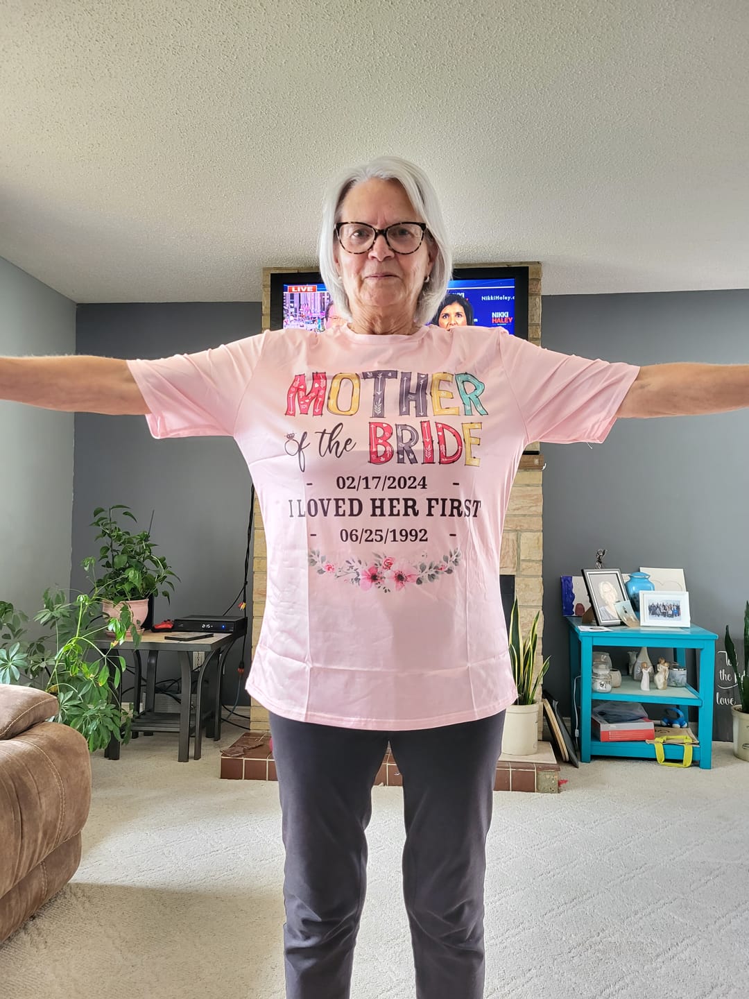 Customer photo review of Mother Of The Bride I Loved Her First Custom Wedding Date And Birth Date Shirt Gift For Mom