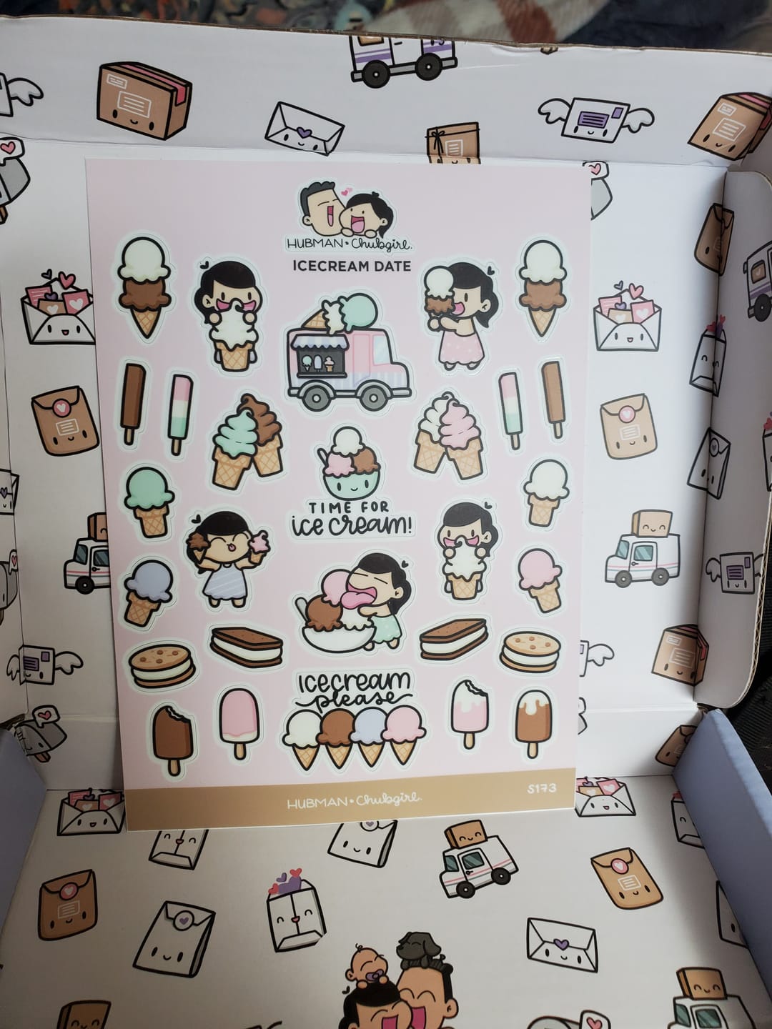 Customer photo review of Ice cream date Sticker Sheet