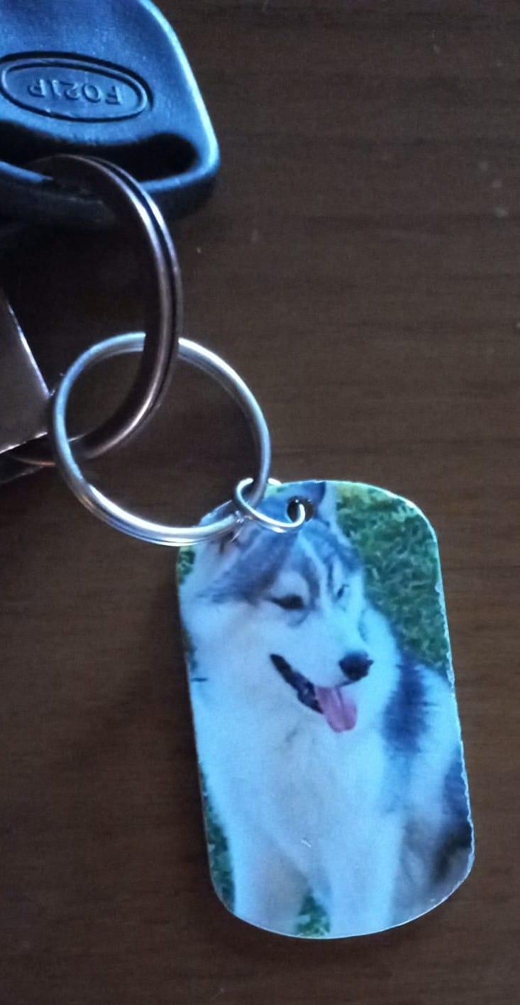 Customer photo review of Per sempre nel cuore - Portachiavi piastrina personalizzato