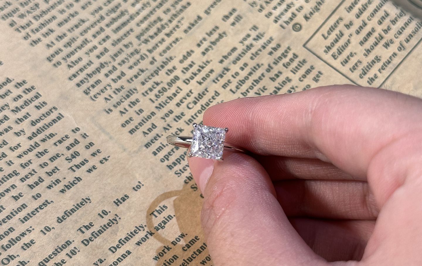 Customer photo review of Louily Square Princess Cut Engagement Ring for Women In Sterling Silver