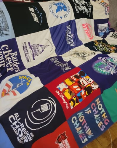 T-shirt quilt featuring raiders cheer by Diana from AR