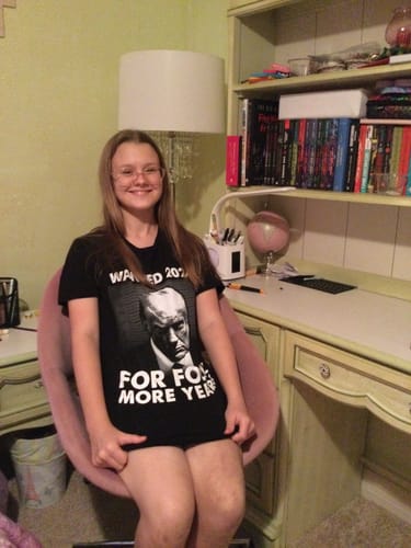 Customer photo review of Wanted For President Black & White T-Shirt