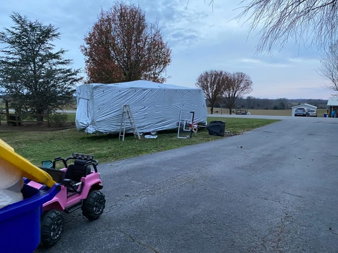 Customer photo review of Travel Trailer RV Cover 210D Ripstop Diamond Silver Waterproof