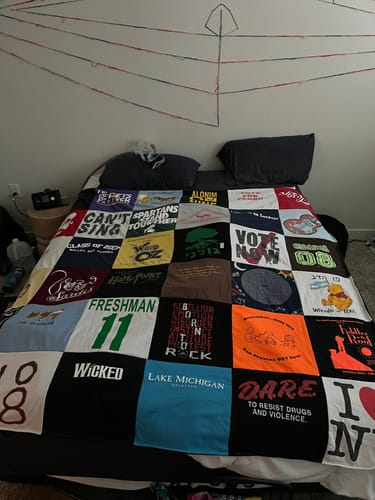 T-shirt quilt featuring spartans by Judy from CO