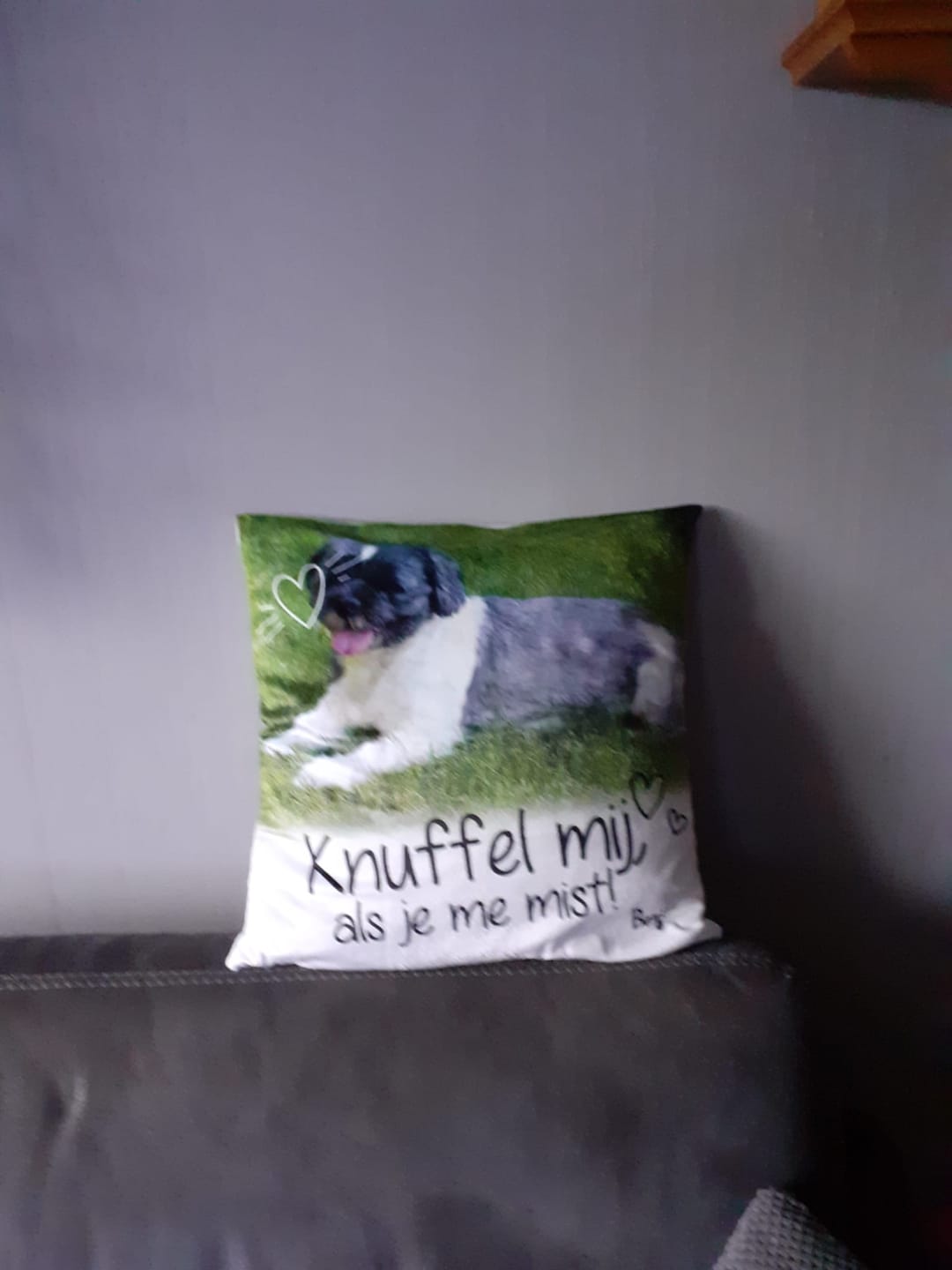 Customer photo review of Als je me mist - Gepersonaliseerd kussen
