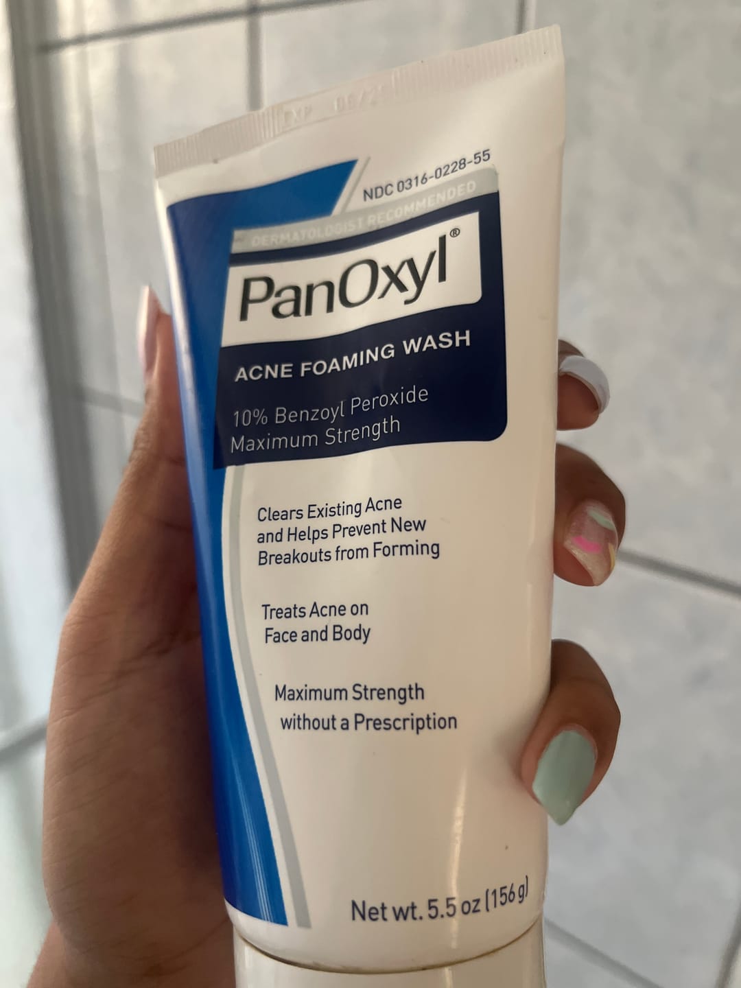 Customer photo review of PanOxyl Maximum Strength Antimicrobial Acne Foaming Wash for Face