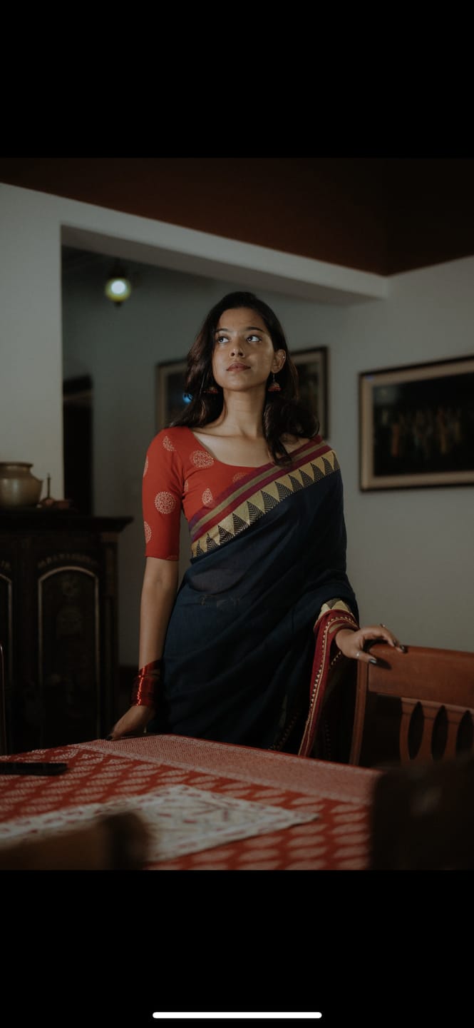 Customer photo review of Blueberry Cotton Saree