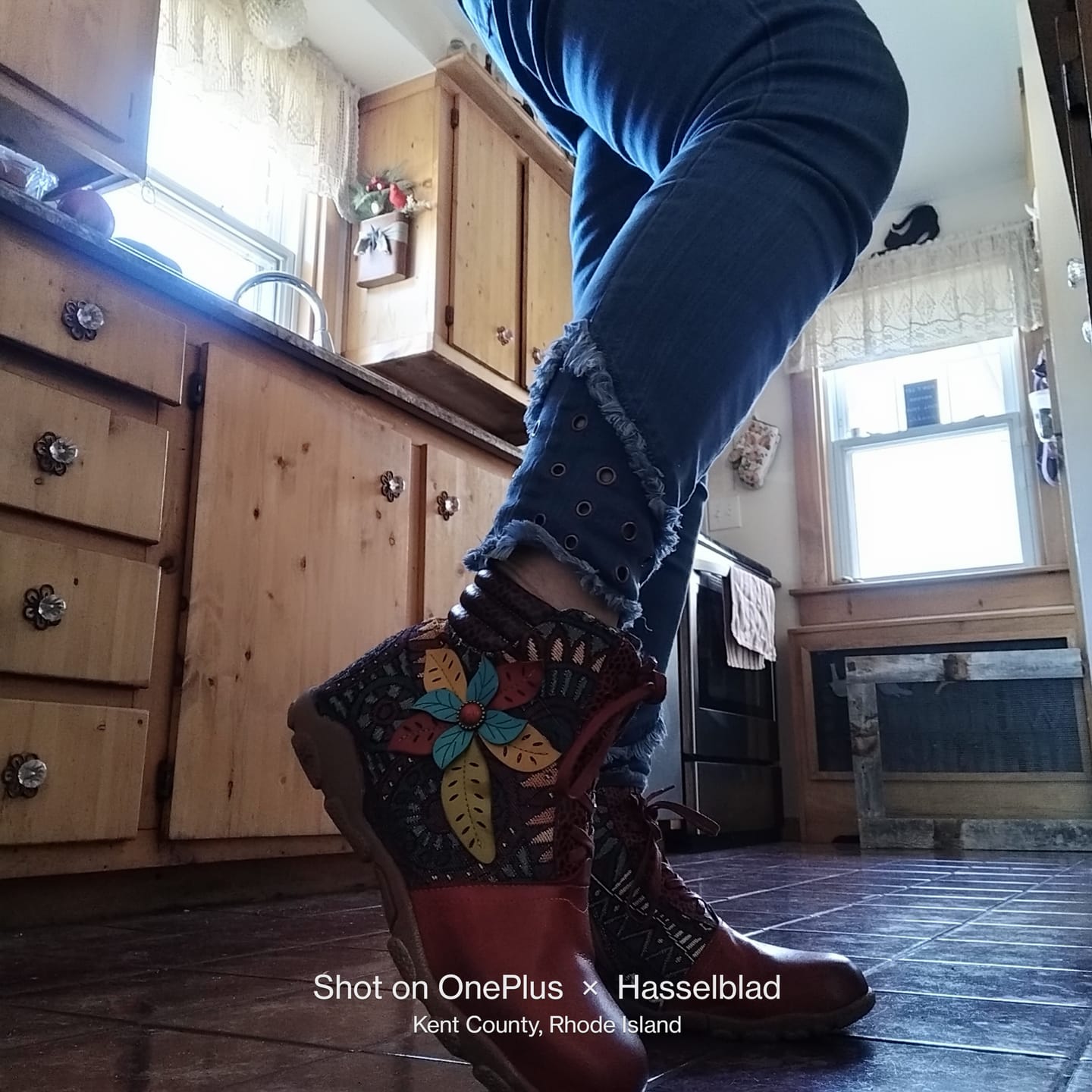 Customer photo review of Leather Handmade Comfortable Walking Boots
