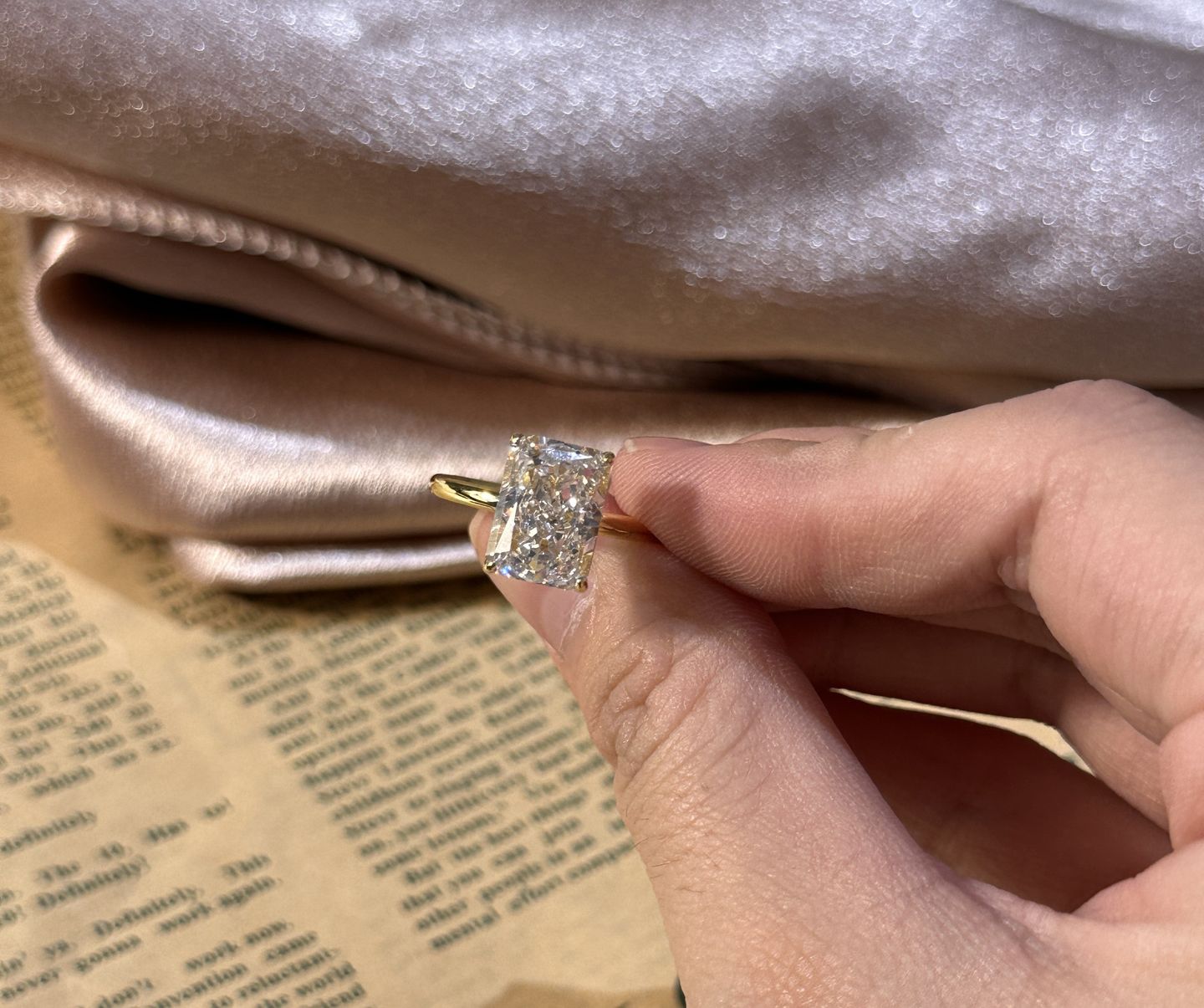 Customer photo review of S925 Classic 4.5 Carat Radiant Cut Simulated Diamond Engagement Ring/Wedding Set