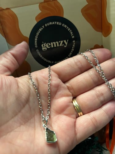 Customer photo review of Moldavite Pendants (Intuitively Selected)