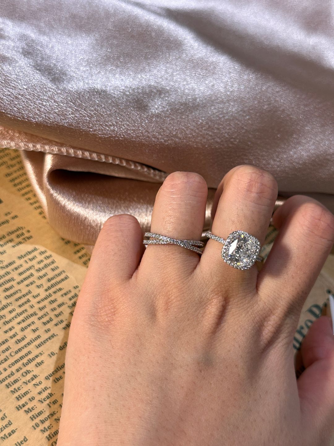 Customer photo review of Louily  X Criss Cross Wedding Band For Women In Sterling Silver