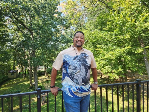 Customer photo review of Modern Painting Ukiyo-E Mythical Beast Giant Turtle Personalized Printing Short Sleeve Shirt