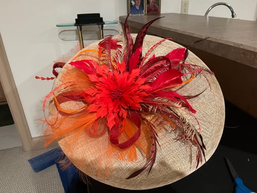 Customer photo review of Solid Colour Raffia Hat HF065