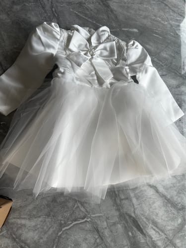 Customer photo review of Baby Girl White Elegant Long Sleeve Flower Girl Dress Toddler Formal Princess Dress Girl Birthday Dresses