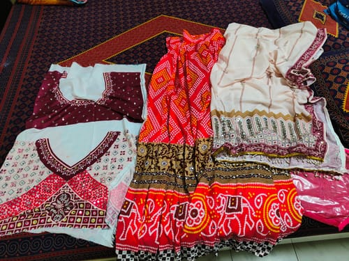 Customer photo review of Pink & White Color Heavy Muslin Cotton With Digital Print Navratri Lehenga Choli
