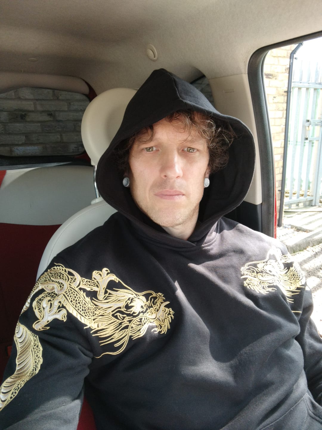 Customer photo review of Double Flying Dragons Embroidery Hoodie