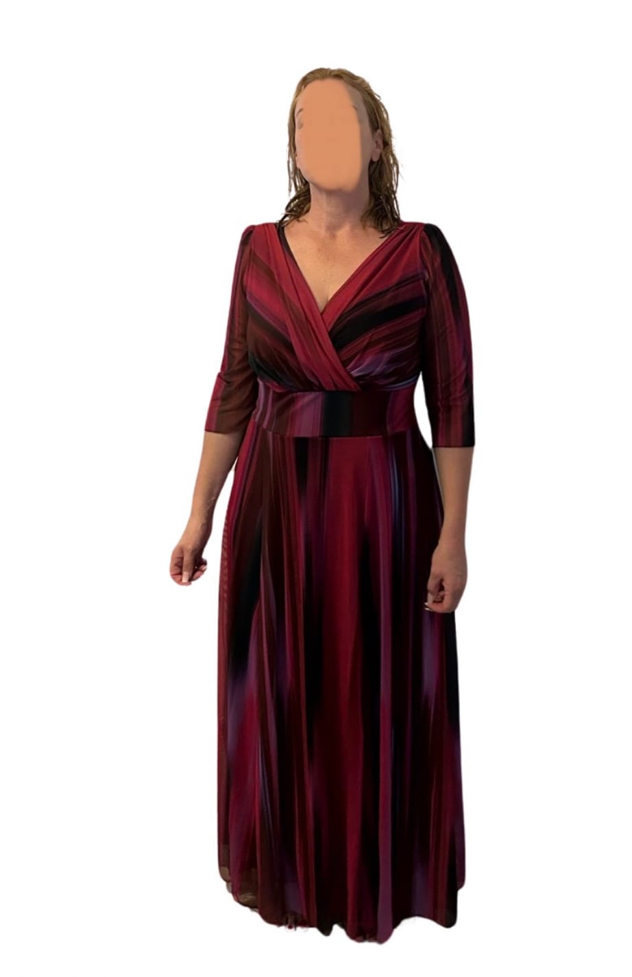 Customer photo review of Verity Wine Ikat Print Maxi Gown
