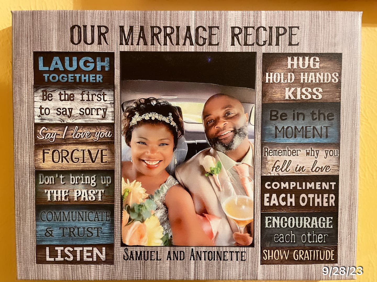 Customer photo review of Personalized Canvas Prints Custom Couple Photo and Name - For Our Forever Love - Marriage Recipe Dem Canvas