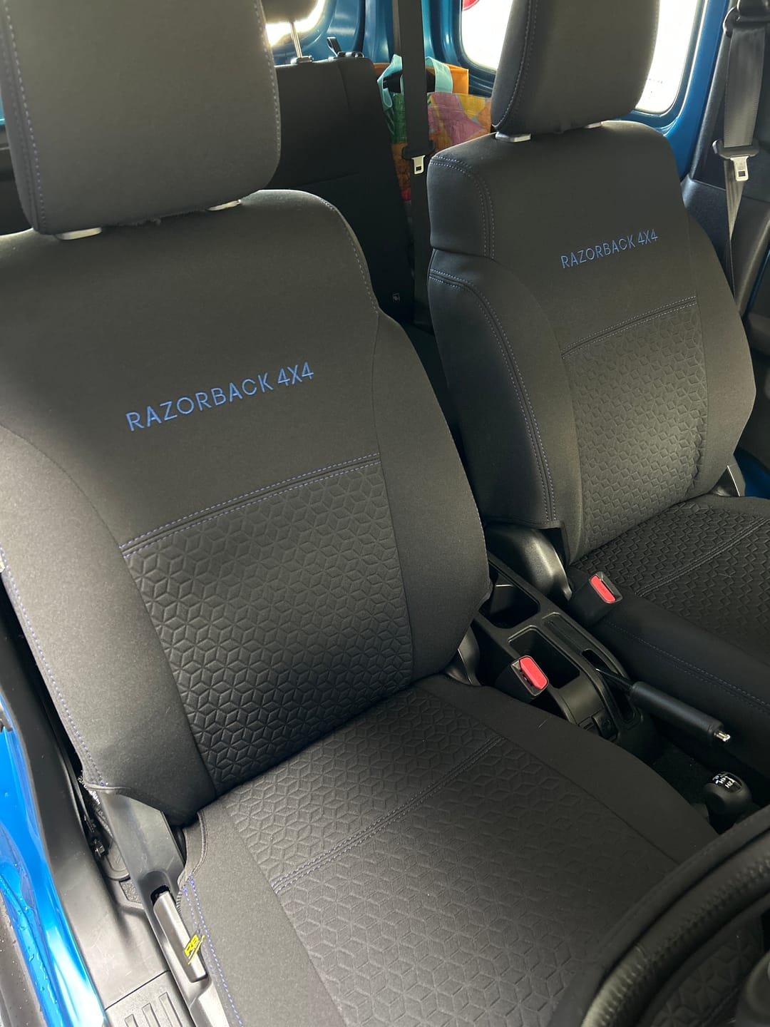 Customer photo review of Suzuki Jimny Premium Neoprene 2x Front Seat Covers (Made to Order)
