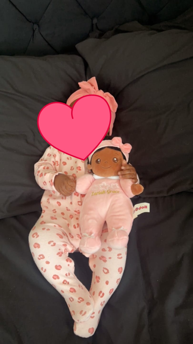 Customer photo review of Personalized Mini Plush Baby Girl Doll & Gift Set
