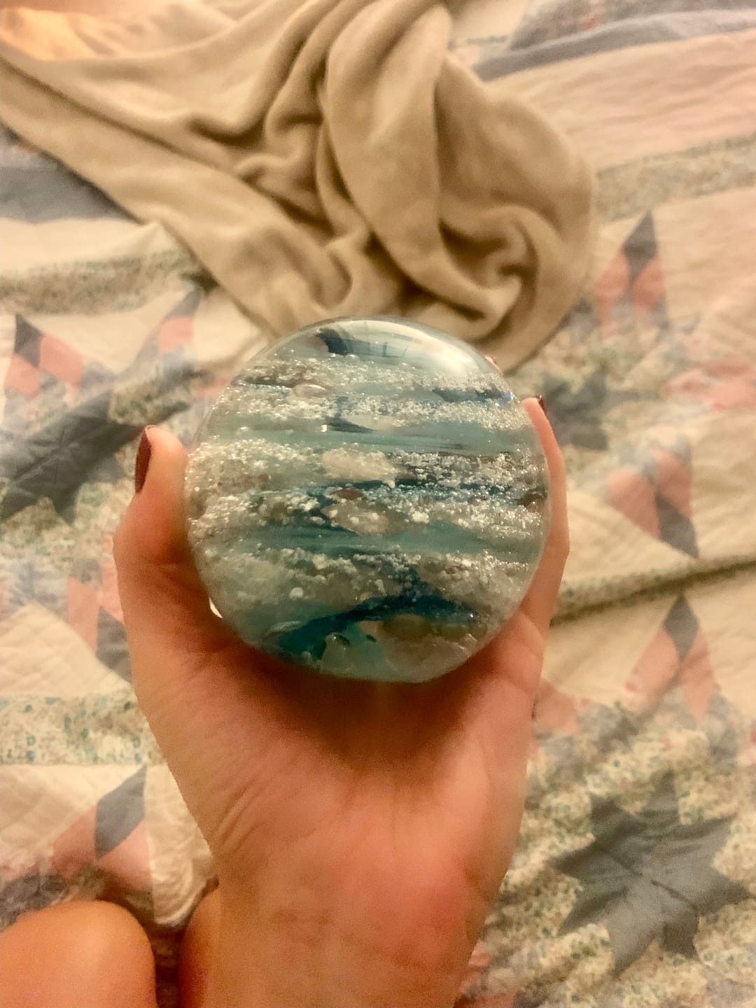 Customer photo review of Tranquil Swirl Paperweight with Cremation Ash