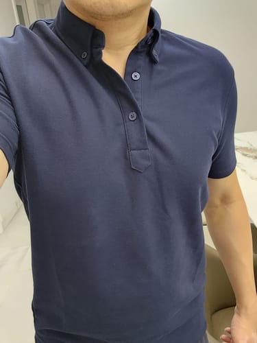 Customer photo review of Dante Polo Button Down Short Sleeve - Navy Blue