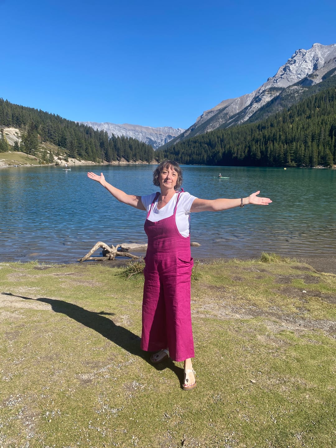 Customer photo review of Lighter Days Linen Jumpsuit (Dark Orchid)