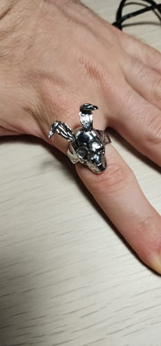 Customer photo review of Rabbit Skull 100% Stainless Steel Ring