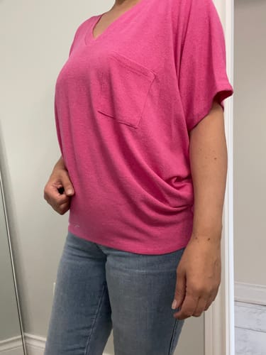 Customer photo review of Jolie Slouchy Pocket Tee (Knockout Pink)