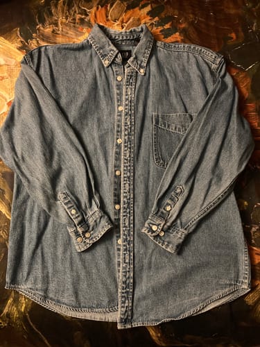 Customer photo review of Vintage Gap Shirt Youth 2XL Blue Denim Button Up Casual