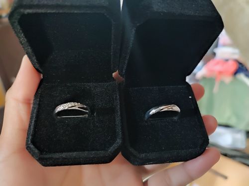 Customer photo review of Burgundy Wedding Rings