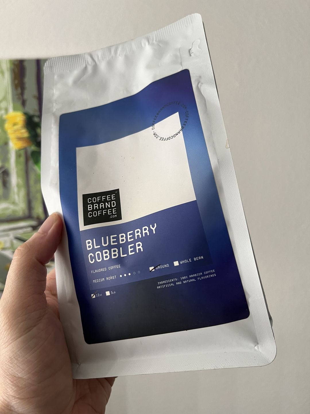 Customer photo review of Blueberry Cobbler Flavored Coffee