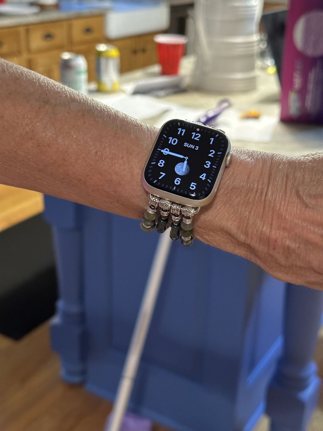 Customer photo review of Vintage Agate Stretch Apple Watch Strap