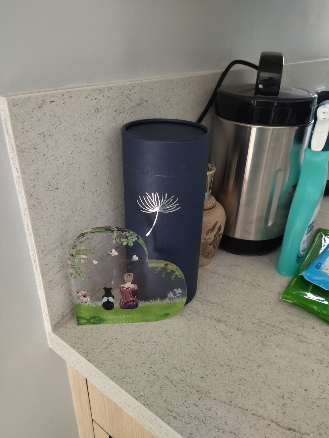 Customer photo review of Toujours à mes côtés - Cœur en verre personnalisé