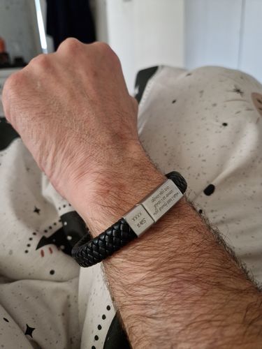 Customer photo review of Men's Personalised Message Bracelet