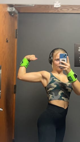Customer photo review of Personal Record Heavy Duty Premium Wrist Wraps PR901 - Neon