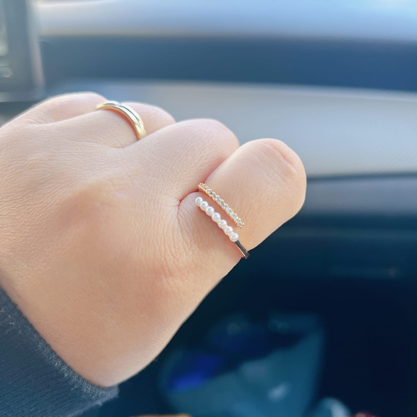 Customer photo review of “Wrap Me” Pearl & Crystal Ring