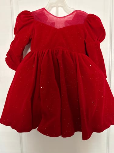 Customer photo review of Flower Girl Dress Toddler Puff Sleeves Red Velvet Sequins Birthday Party Dress