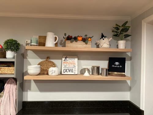 Customer photo review of White Oak Floating Shelves