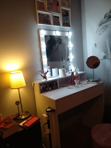 Customer photo review of Τραπέζι Μπουντουάρ Μακιγιάζ Μεικαπ Τουαλέτας Κρεβατοκάμαρας Καθρέφτης Λευκό με Φωτισμό LED Ρυθμιζόμενη Φωτεινότητα RD-T114W01