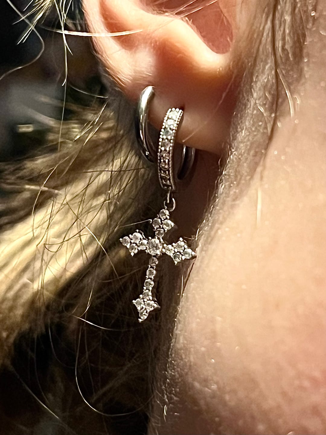 Customer photo review of FAITH EARRINGS. - WHITE GOLD