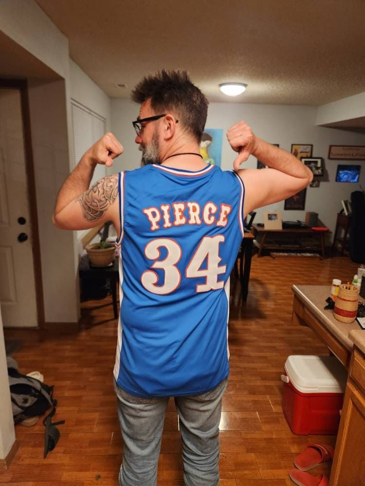 Customer photo review of Paul Pierce Kansas Basketball Jersey College