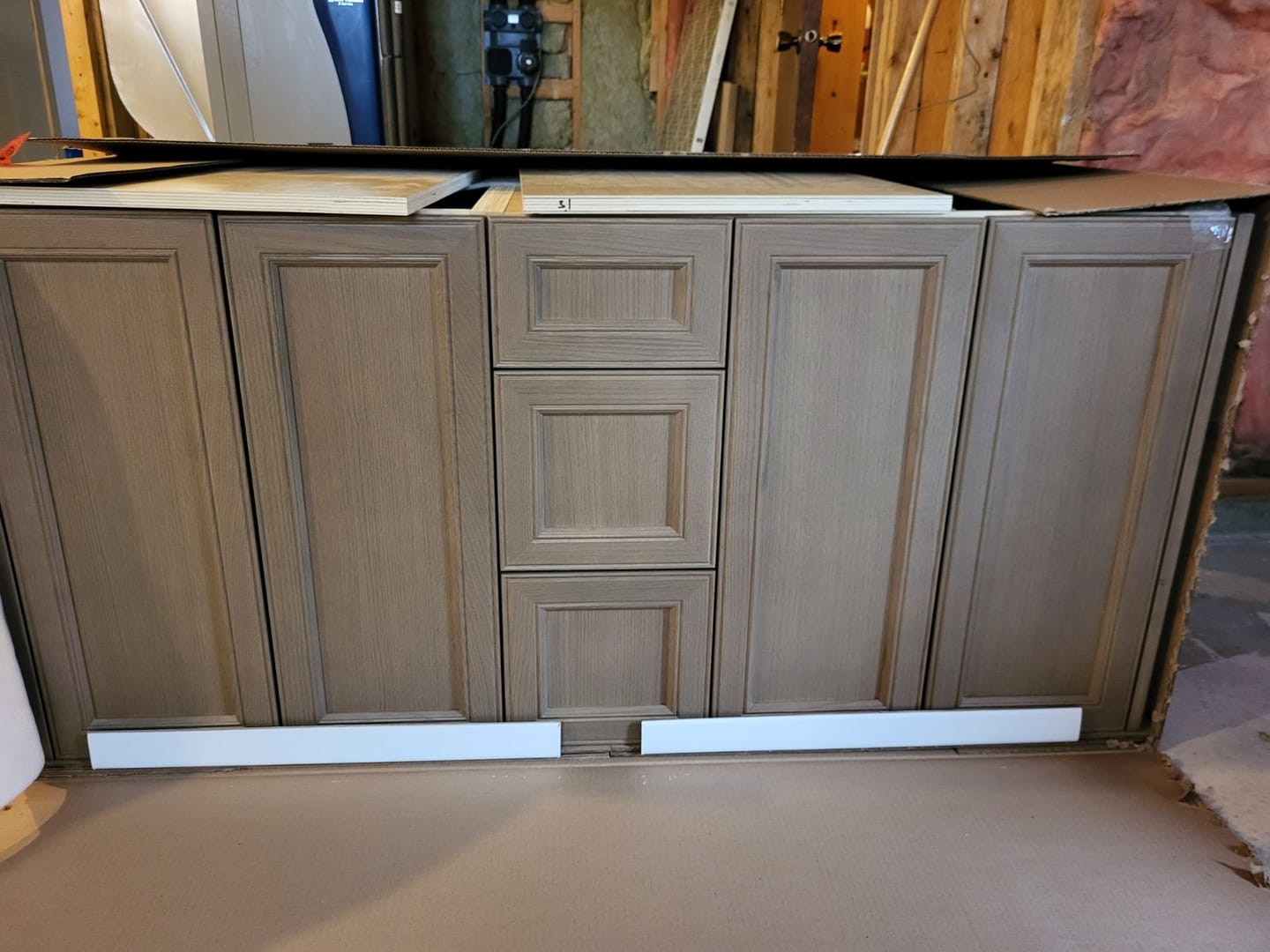 Customer photo review of Davenport 60" Almond Coast Bathroom Vanity, Double Sink