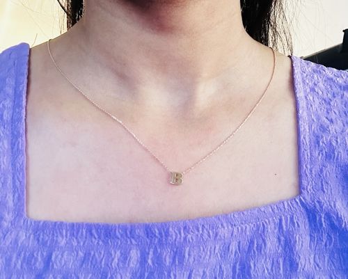 Customer photo review of 9K Gold Initial Necklace