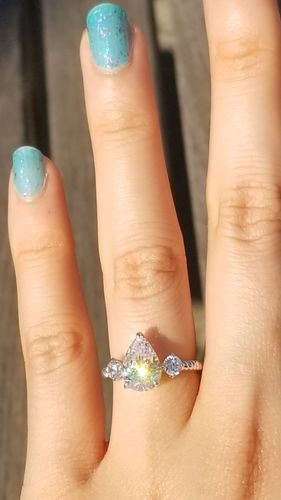 Customer photo review of 3-Stone Woven 1.8ct Pear CZ Ring in Sterling Silver