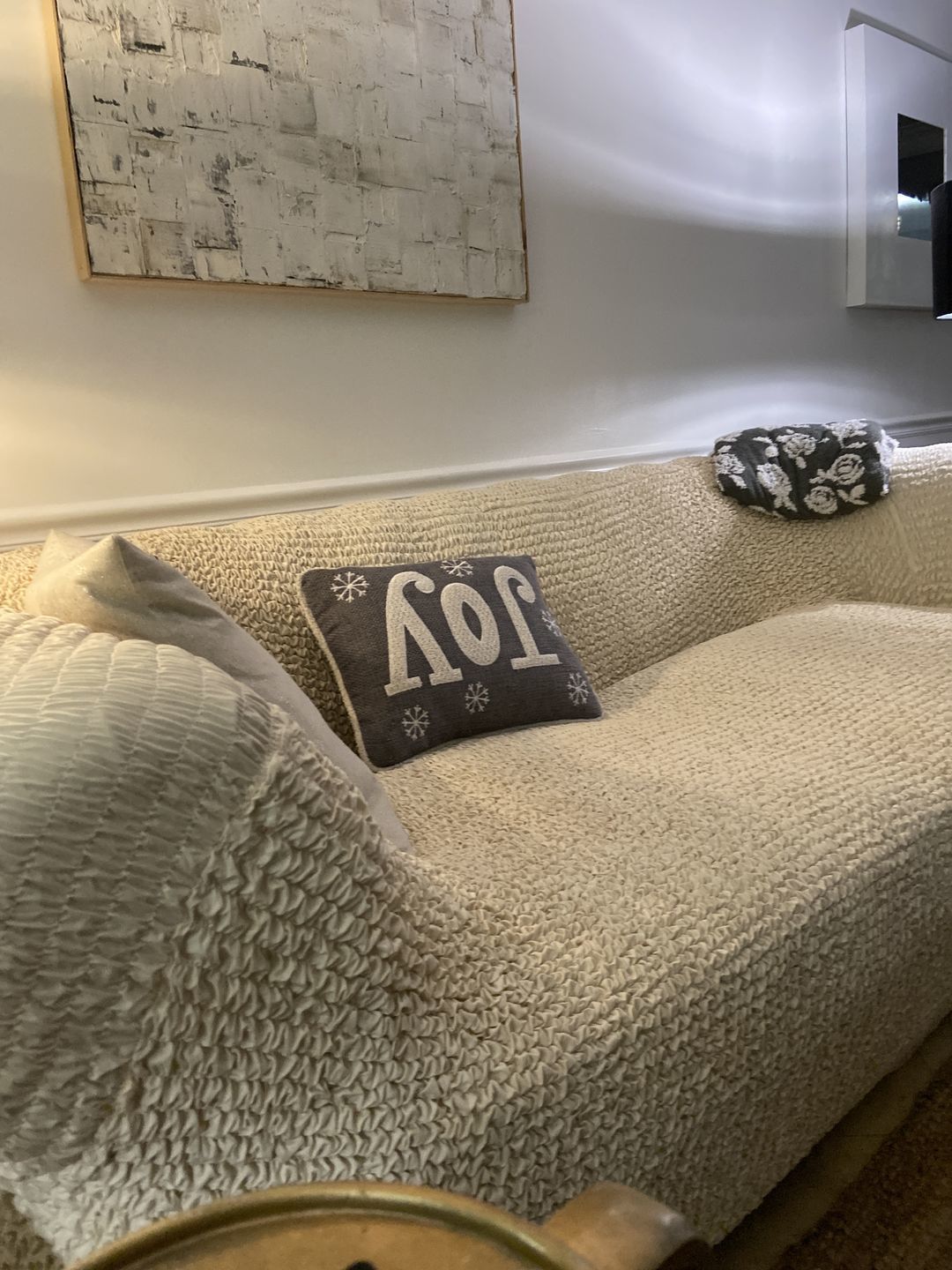 Customer photo review of 4 Seater Sofa Cover - Beige, Microfibra Collection