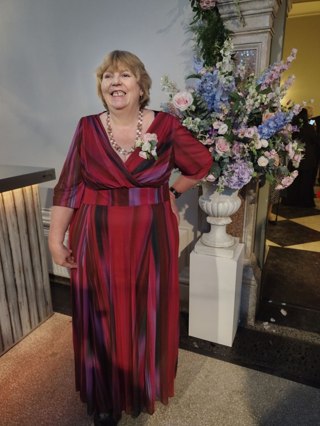 Customer photo review of Verity Wine Ikat Print Maxi Gown